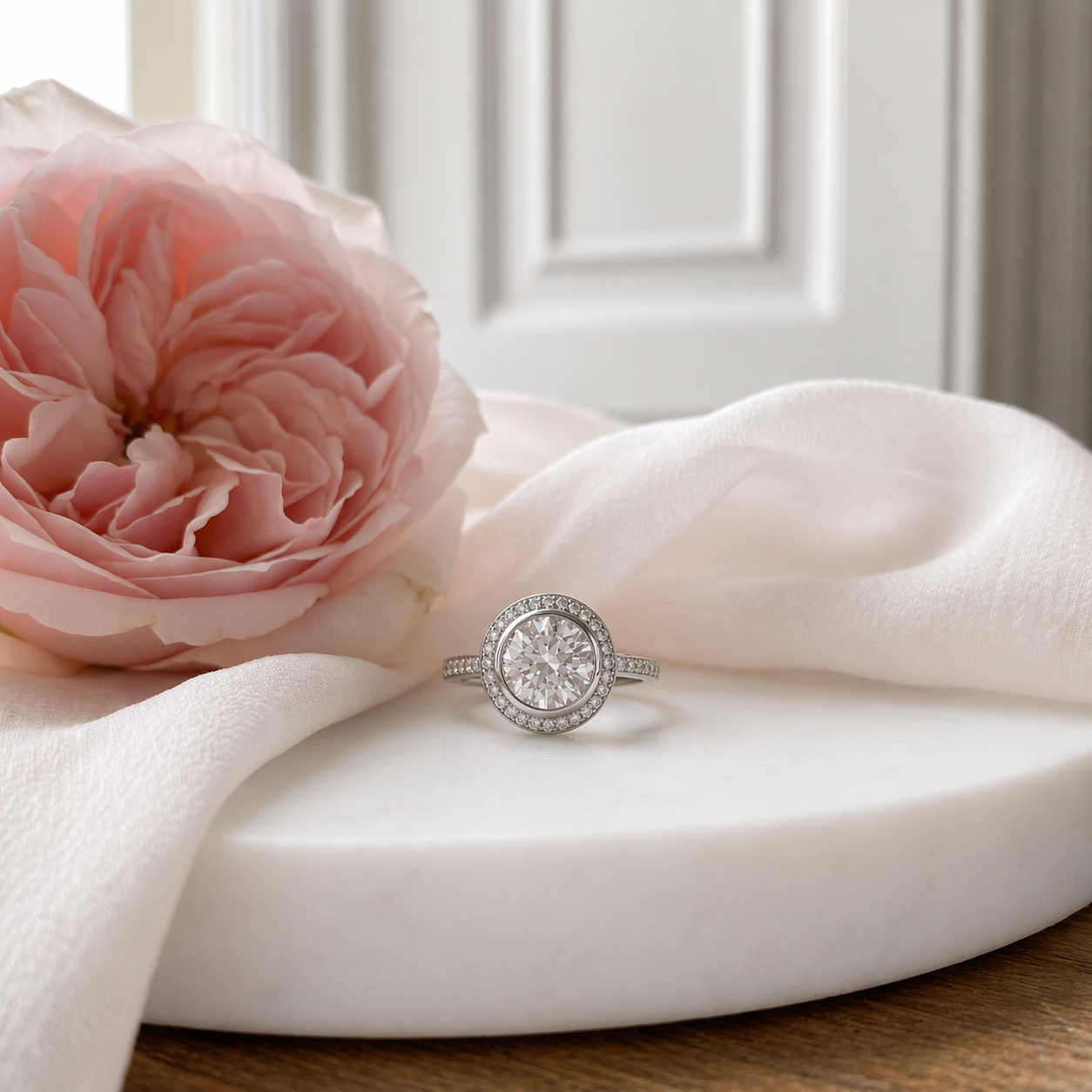 2.47ct White Gold Diamond Halo Engagement Ring