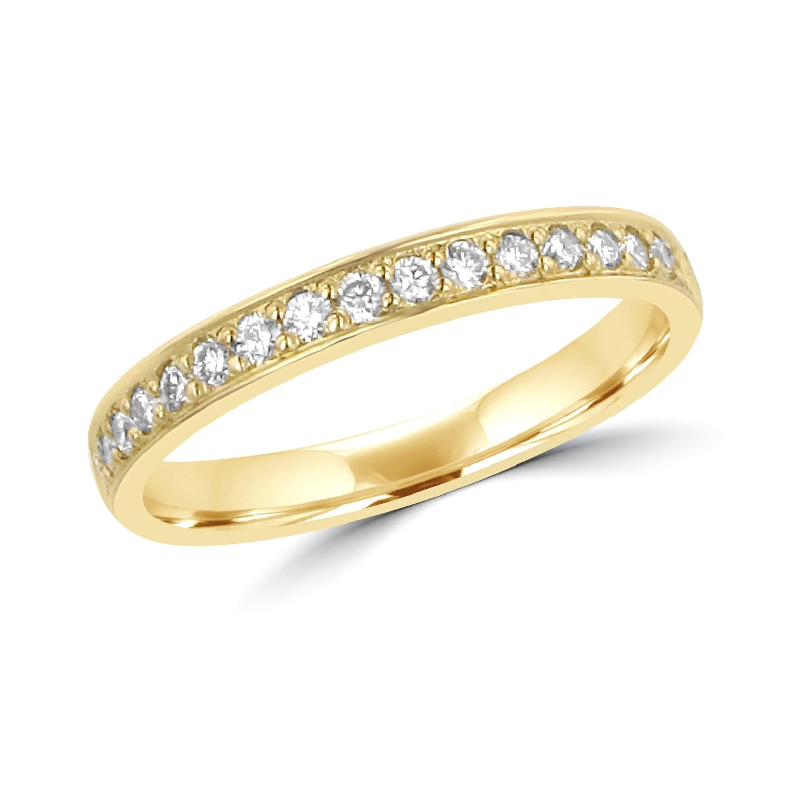 2.7mm Court Grain Set Round Diamond 18ct Yellow Gold Wedding Ring