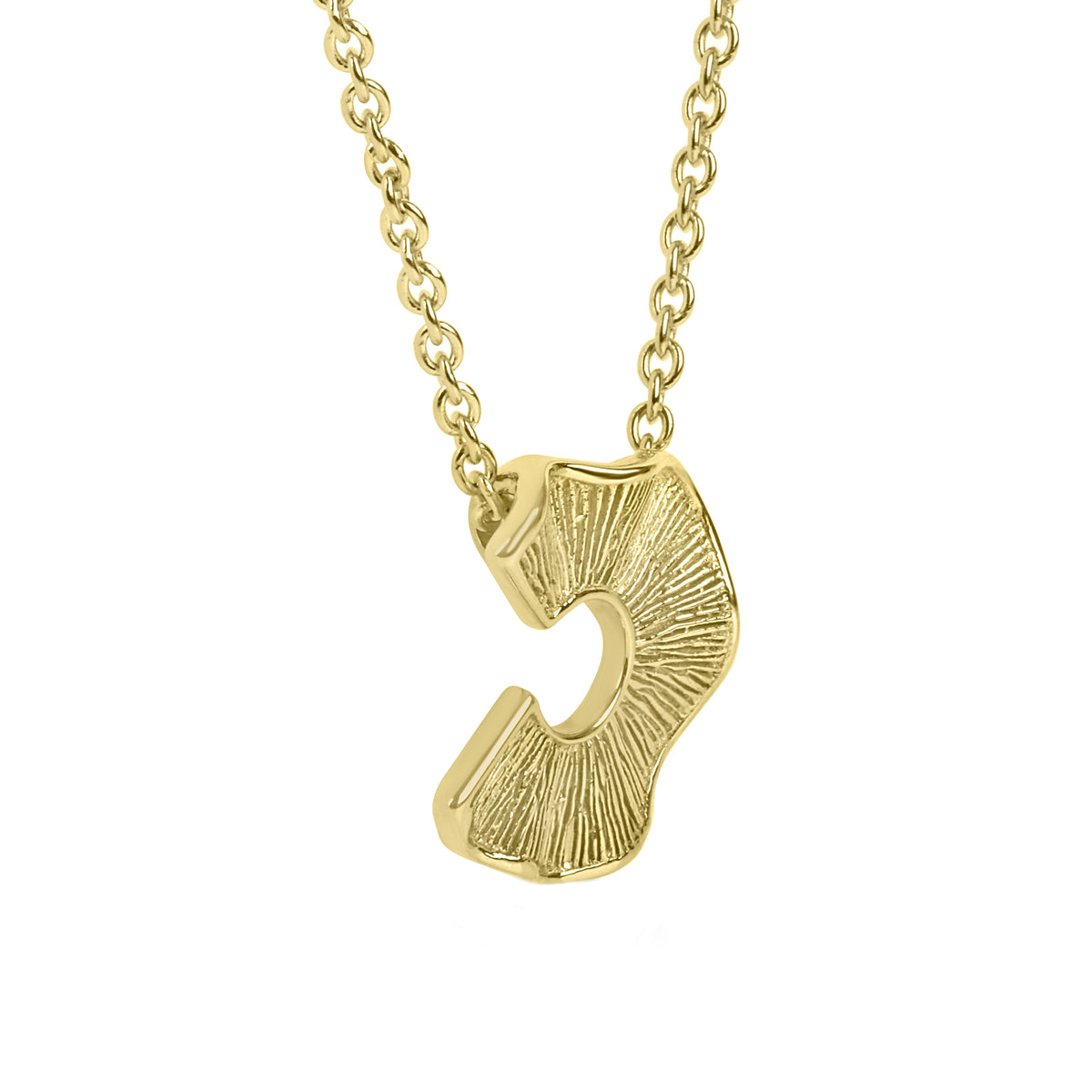 24ct Gold Plated Silver Abstract Textured U-Shaped Necklace