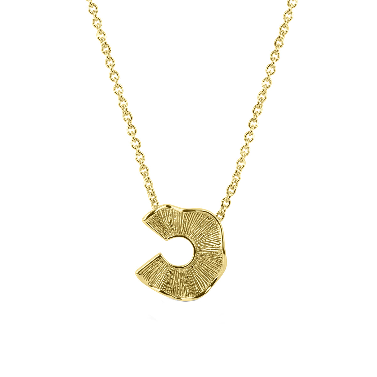 24ct Gold Plated Silver Abstract Textured U-Shaped Necklace