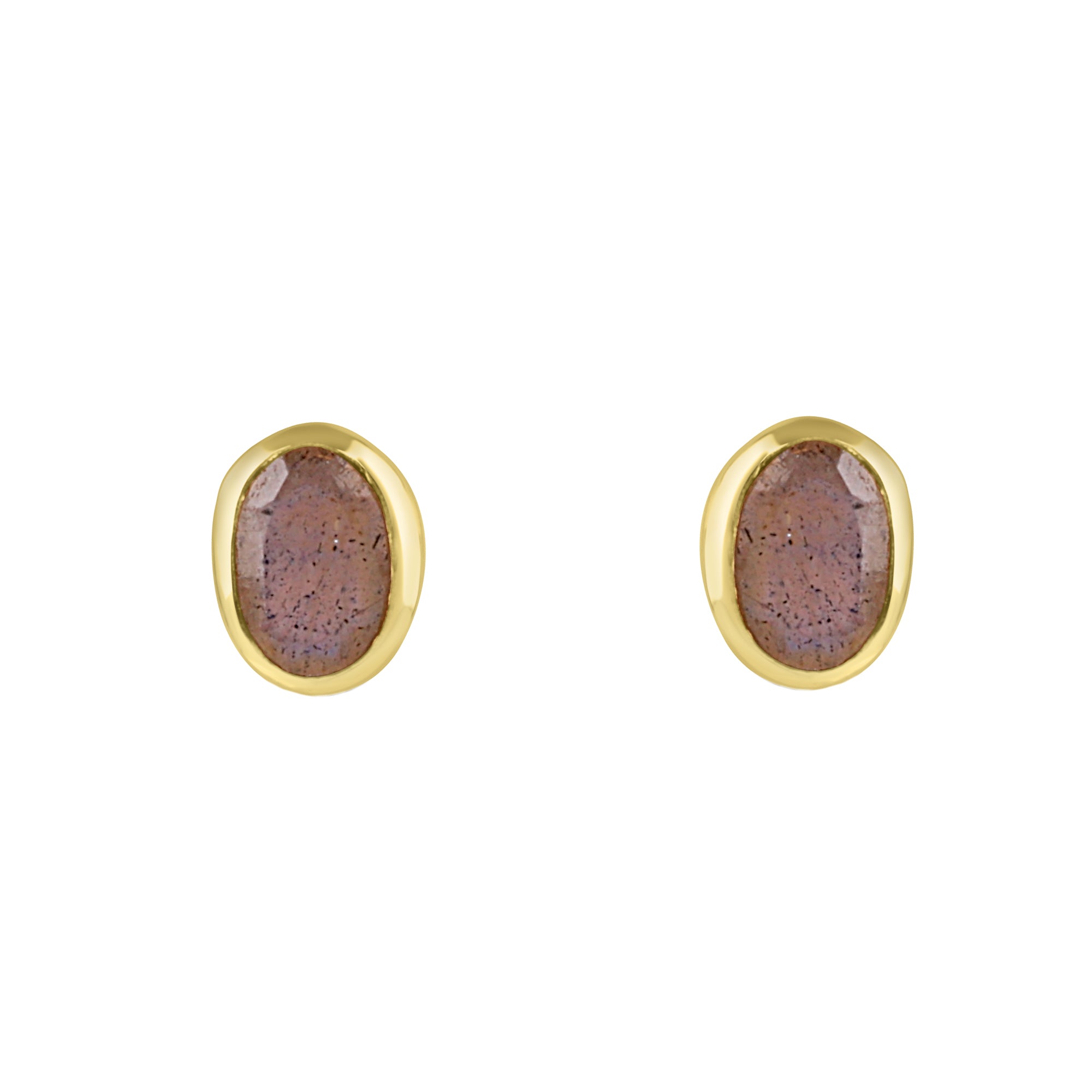 24ct Gold Plated Sterling Silver Labradorite Oval Stud Earrings