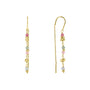 24ct Gold Plated Sterling Silver Multi Stone Pull Through Chain Drop Earrings