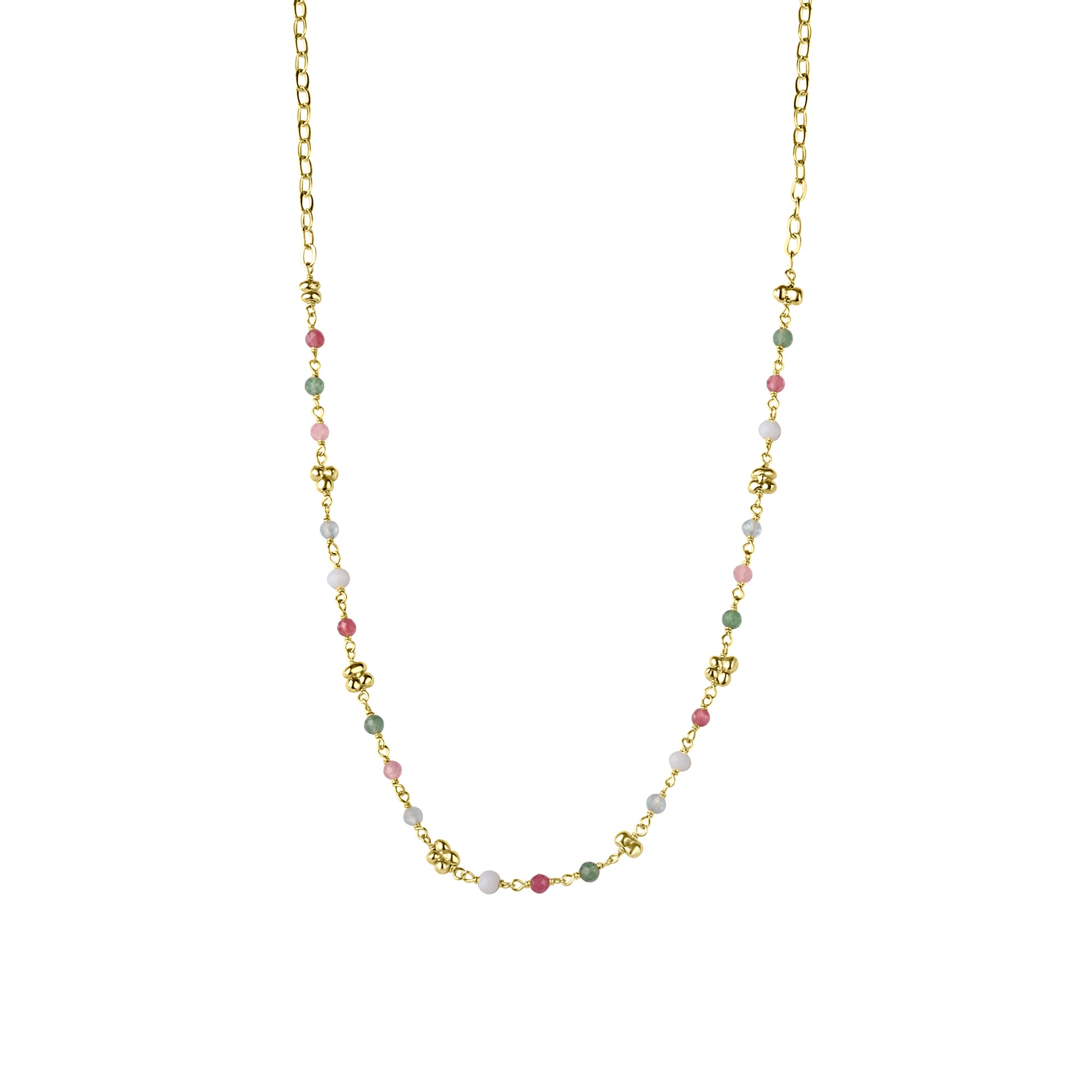 24ct Yellow Gold Plated Mixed Stone Necklace