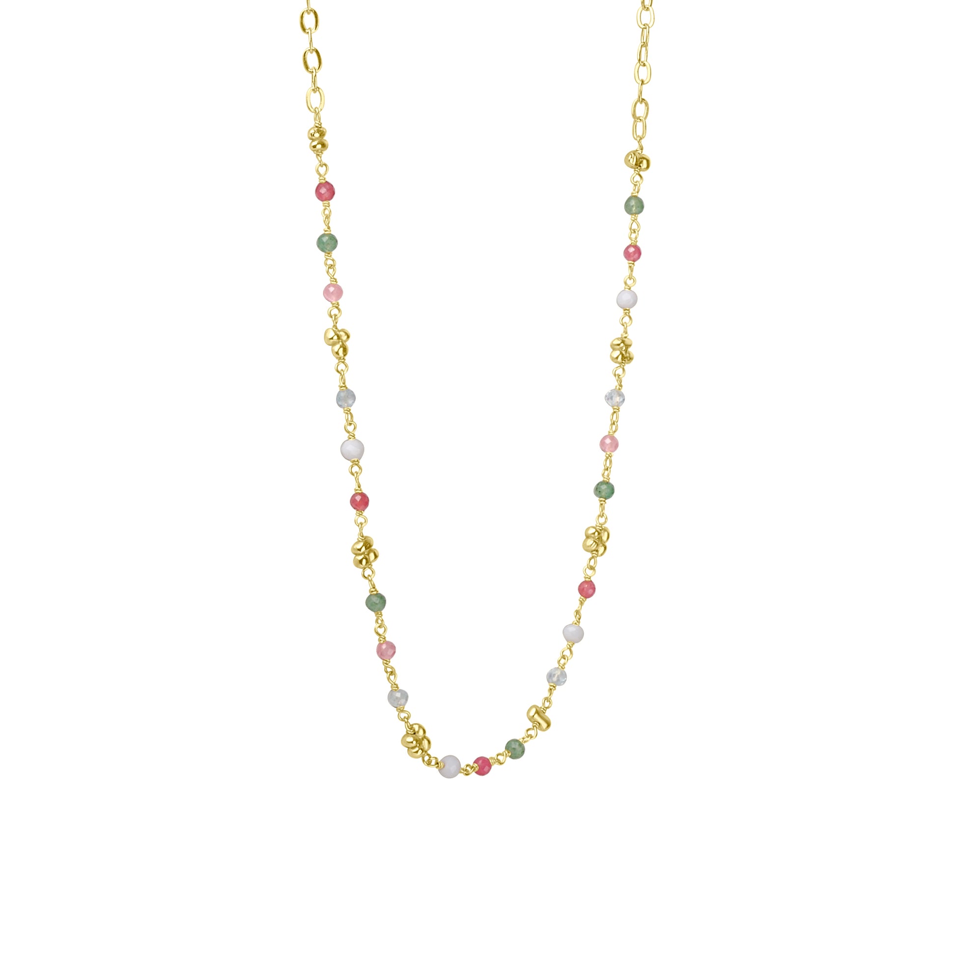 24ct Yellow Gold Plated Mixed Stone Necklace