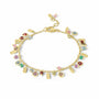 24ct Yellow Gold Plated Multi Stone Dangle Bracelet