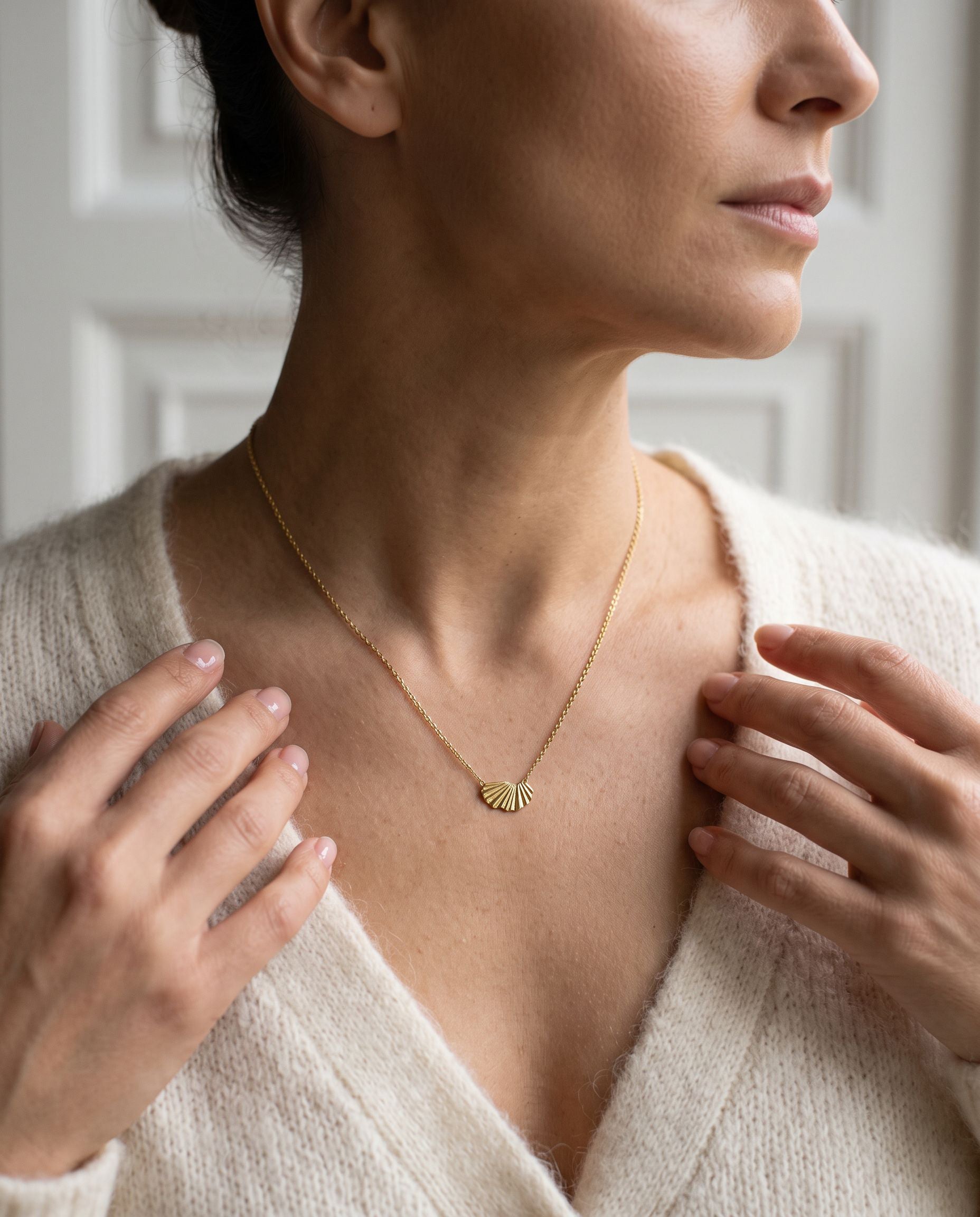 24ct Yellow Gold Plated Silver Fan Necklace
