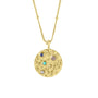 24ct Yellow Gold Plated Silver Multi Stone Disc Necklace