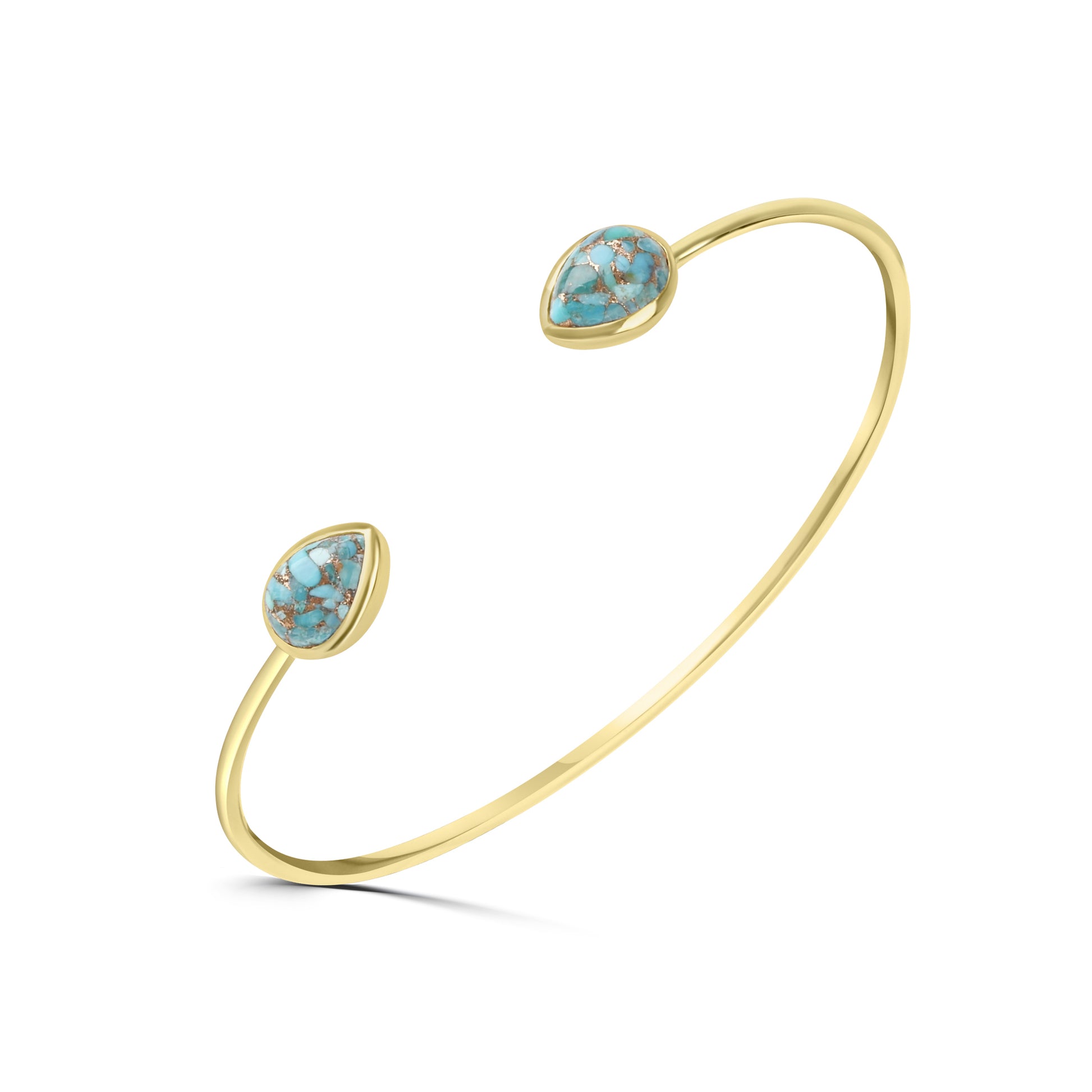 24ct Yellow Gold Plated Silver Turquoise Bangle