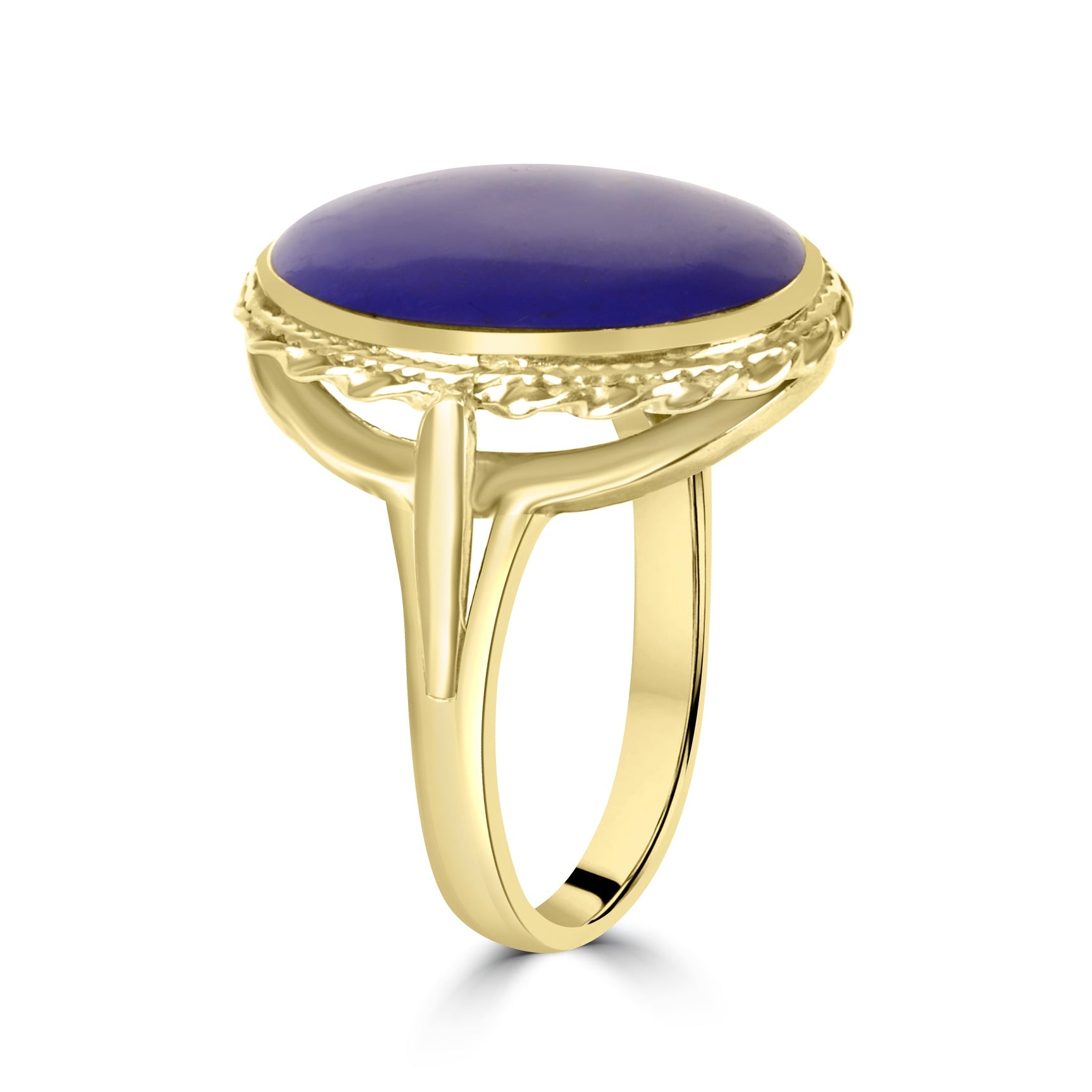 9ct Yellow Gold Oval Lapis Lazuli Cabochon Pre-Owned Ring