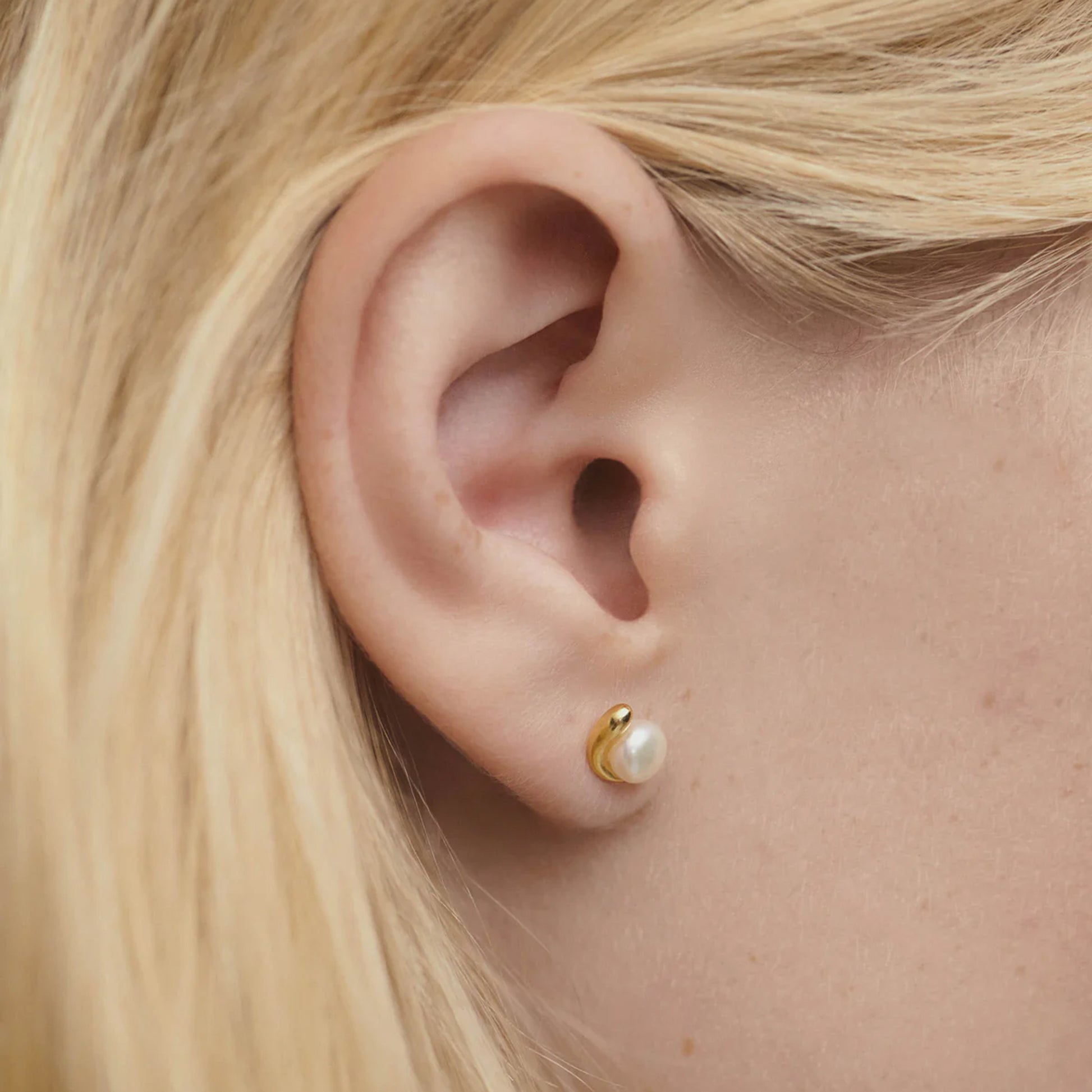 PDPAOLA 18ct Gold Plated Sterling Silver 'La Perla' Mini Stud Earrings