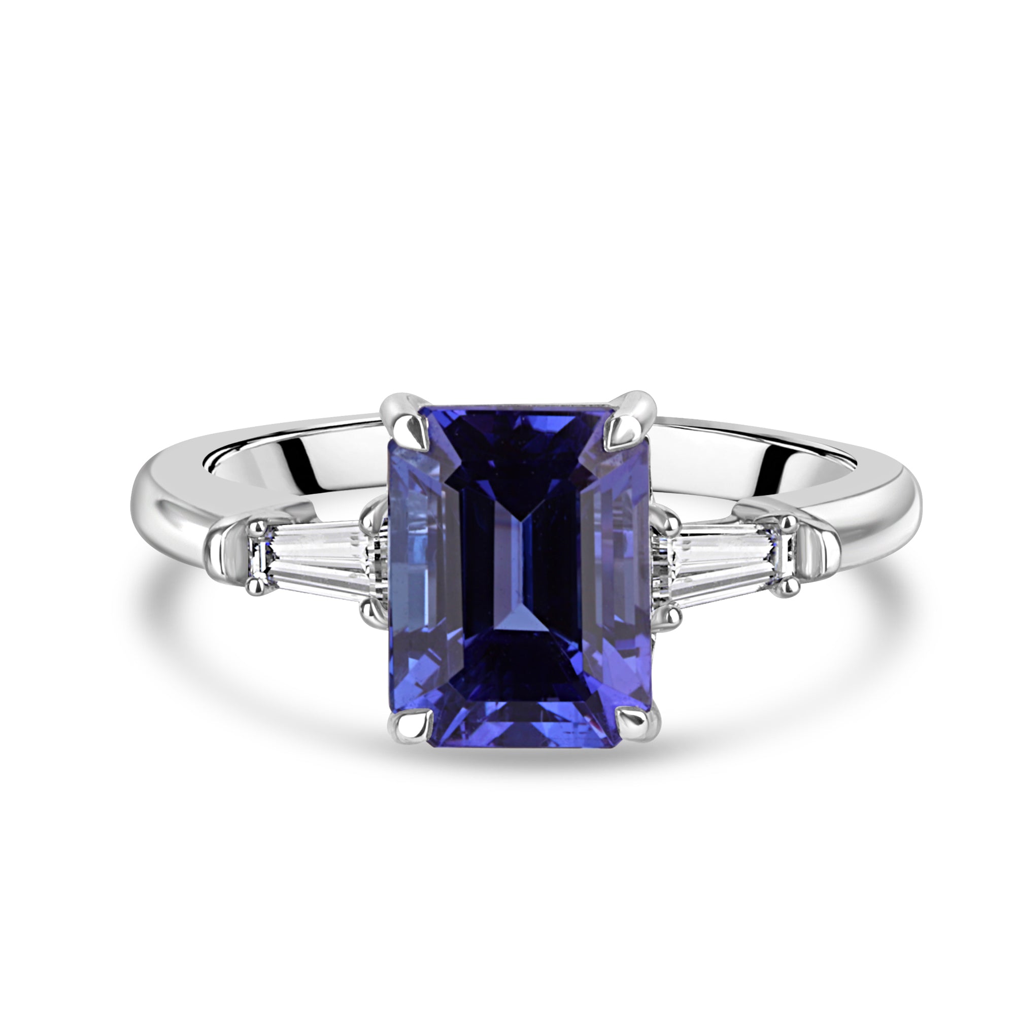 Tanzanite and Tapered Baguette 3.01ct Diamond Ring