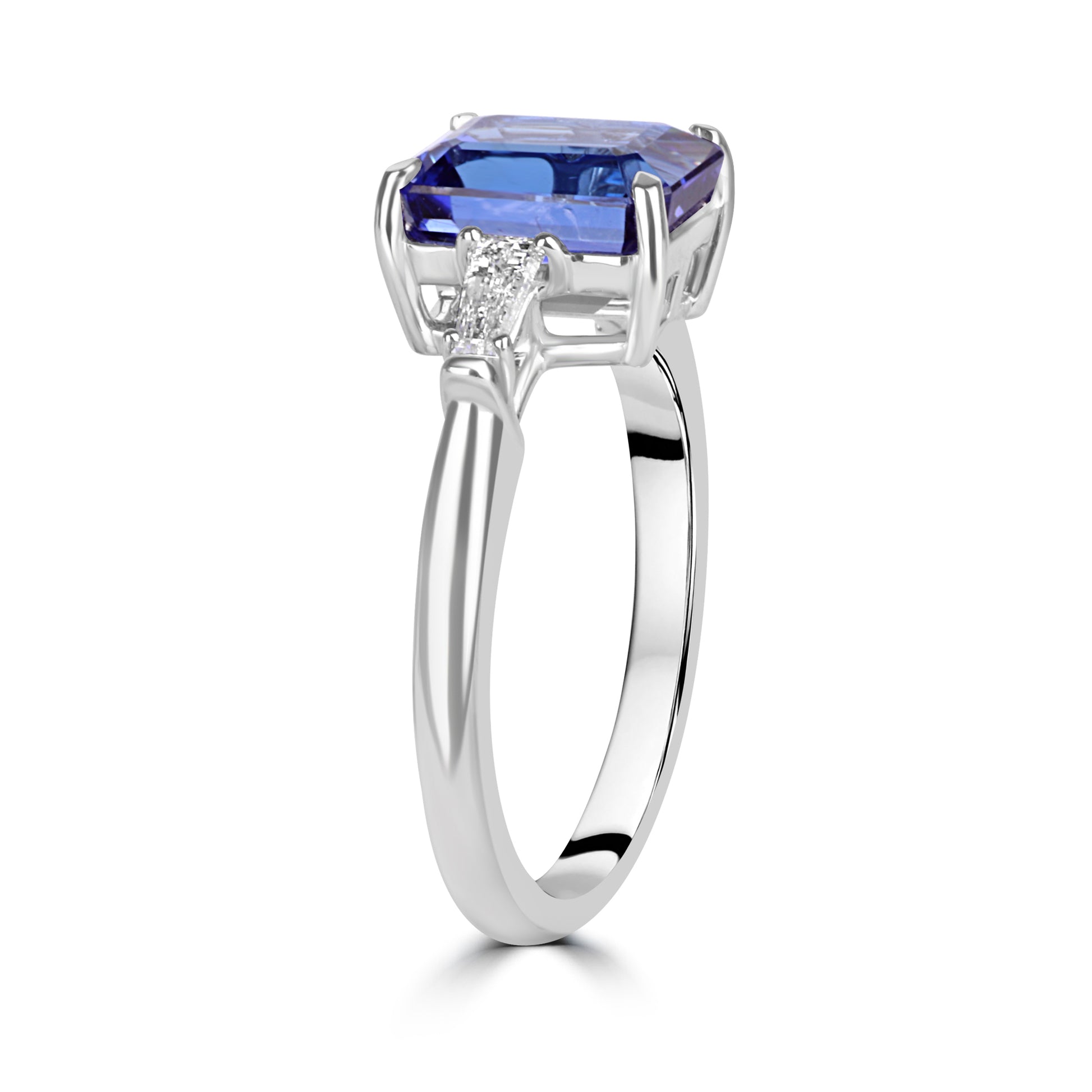 Tanzanite and Tapered Baguette 3.01ct Diamond Ring