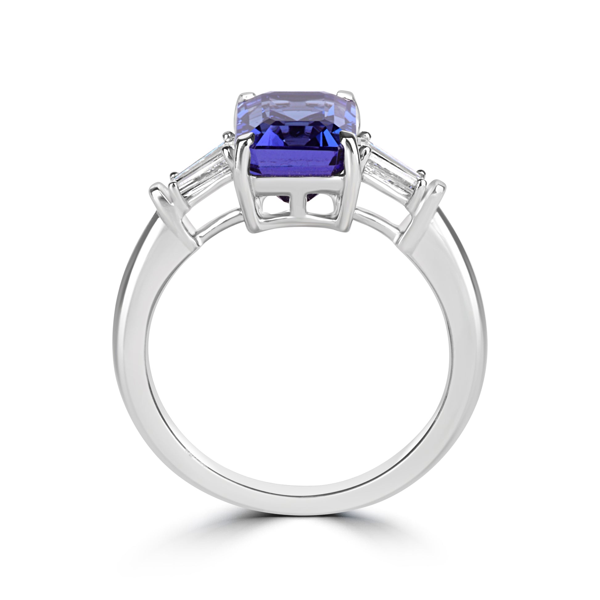 Tanzanite and Tapered Baguette 3.01ct Diamond Ring