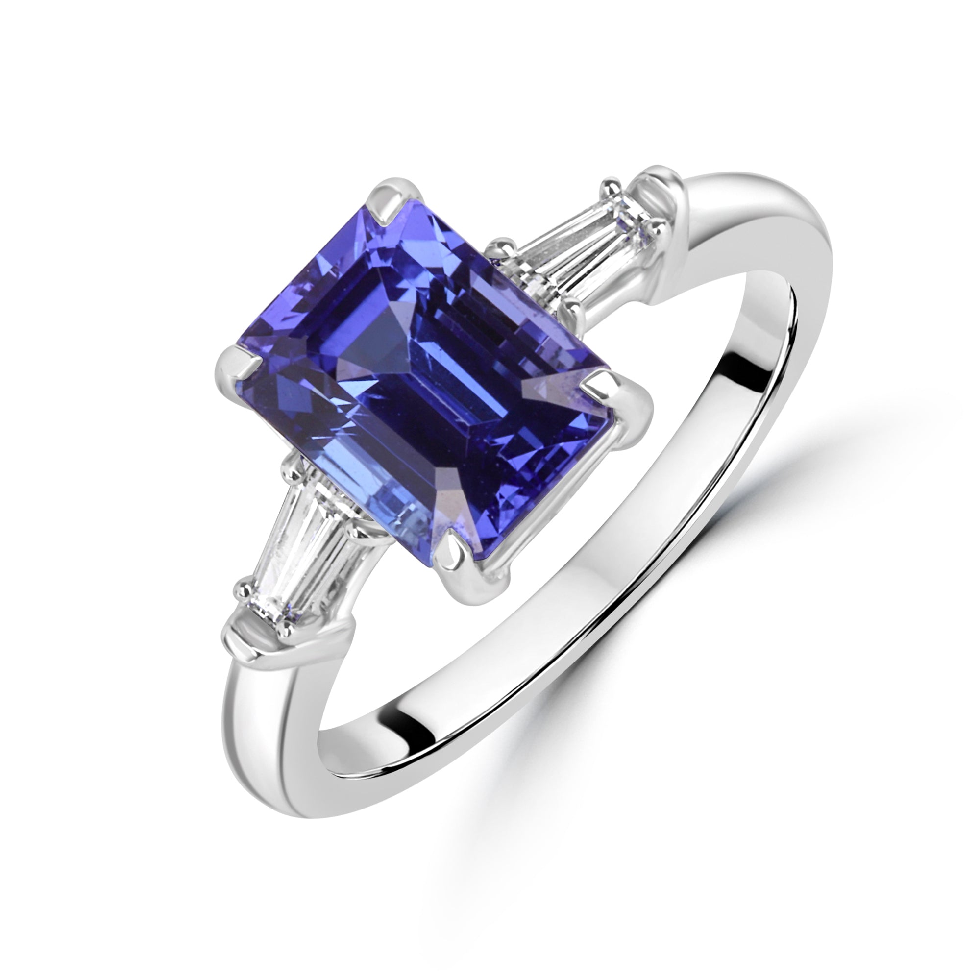 Tanzanite and Tapered Baguette 3.01ct Diamond Ring