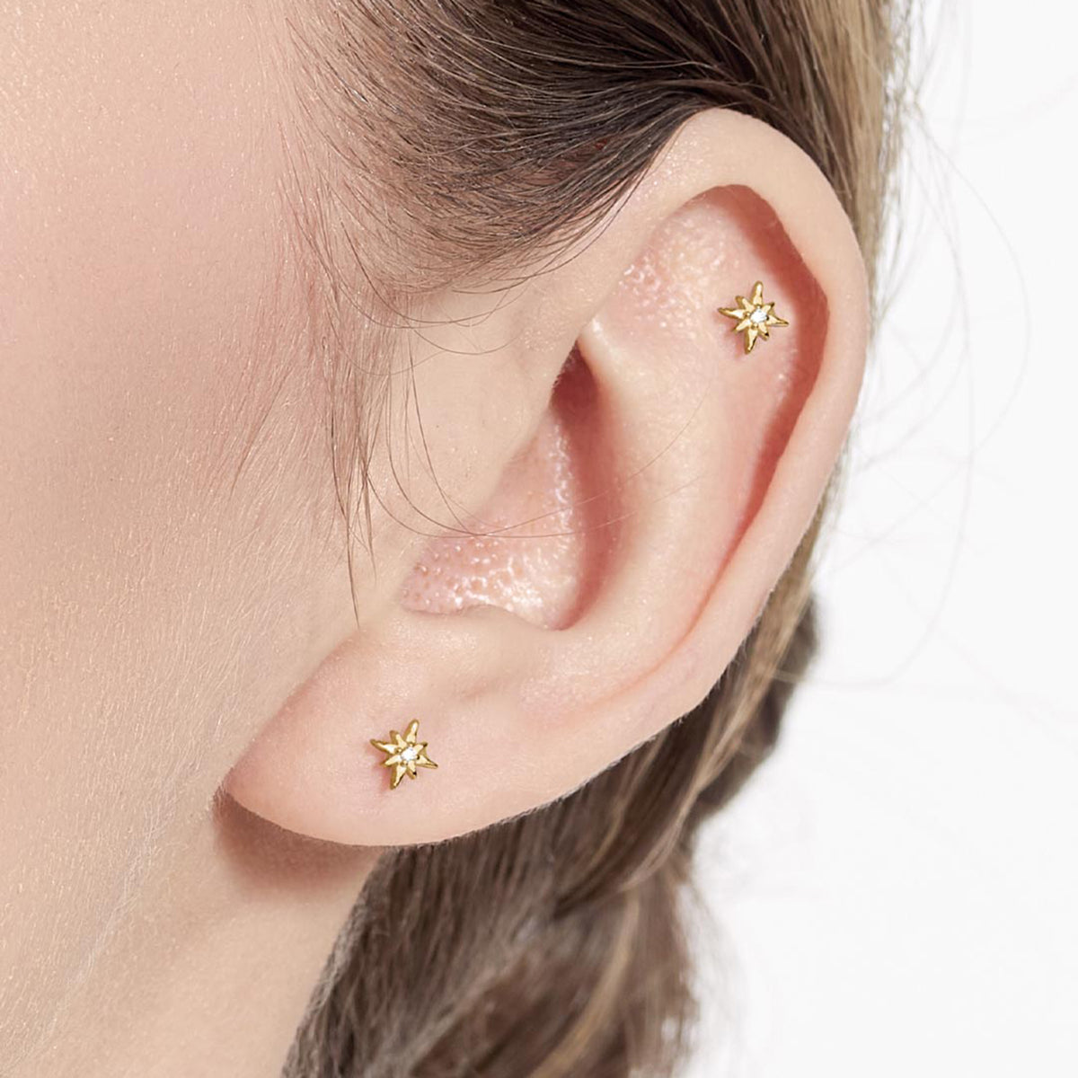 Kit Heath Sterling Silver Gold Plated 'Céleste North Star' Stud Earrings