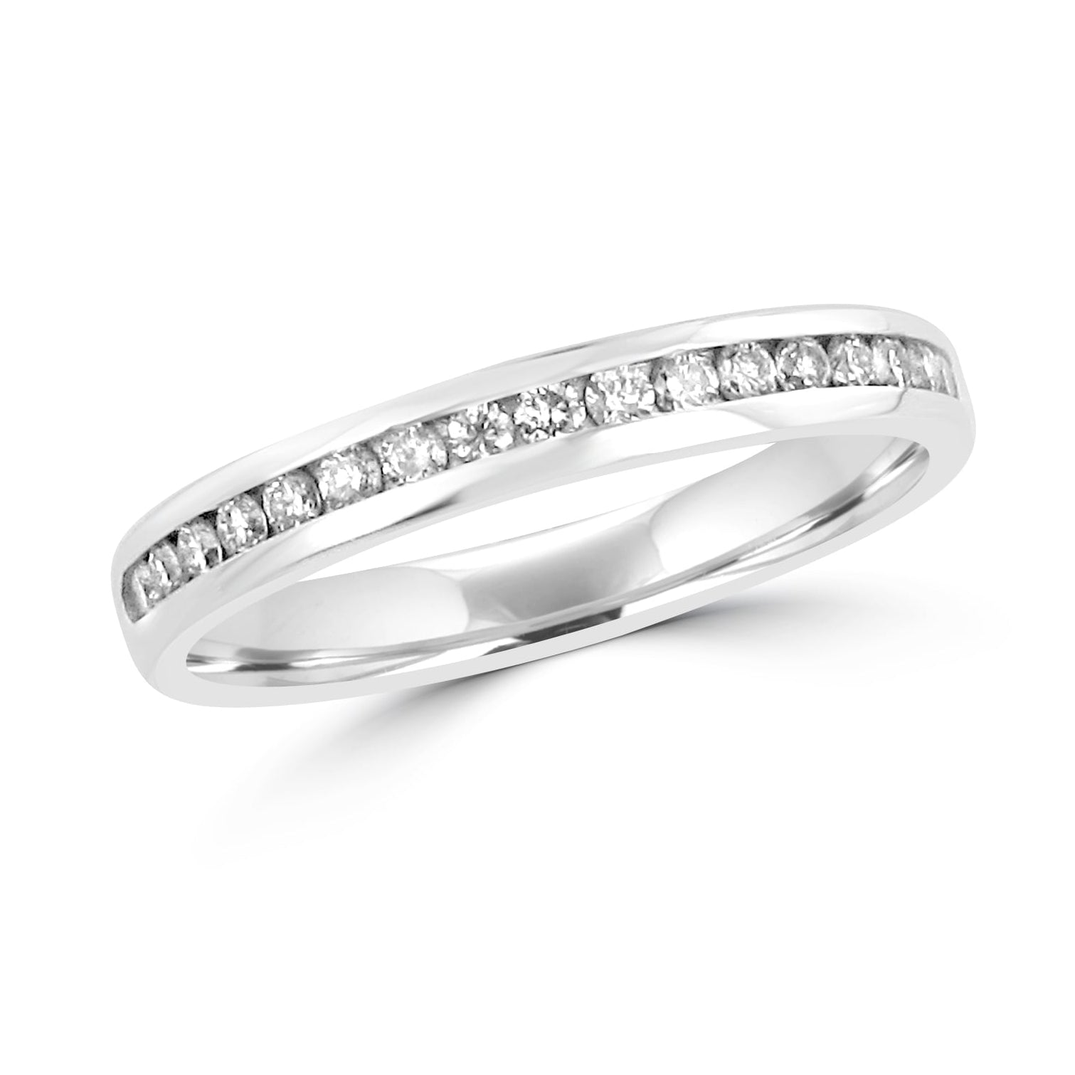 3mm Wide 0.24ct Round Diamond 18ct White Gold Wedding Ring