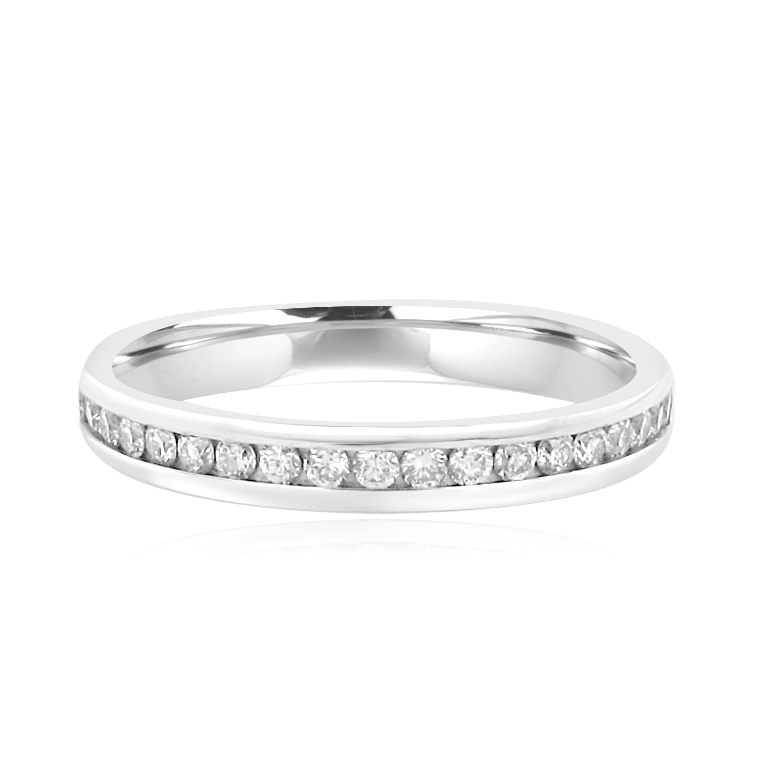 3mm Wide 0.24ct Round Diamond 18ct White Gold Wedding Ring