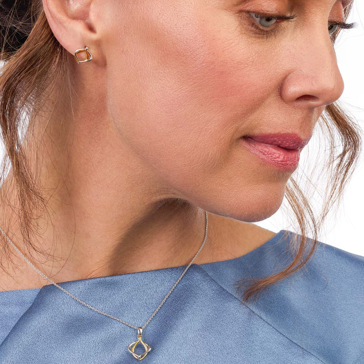 Kit Heath Sterling Silver Gold Plated 'Alicia Golden' Petite Stud Earrings