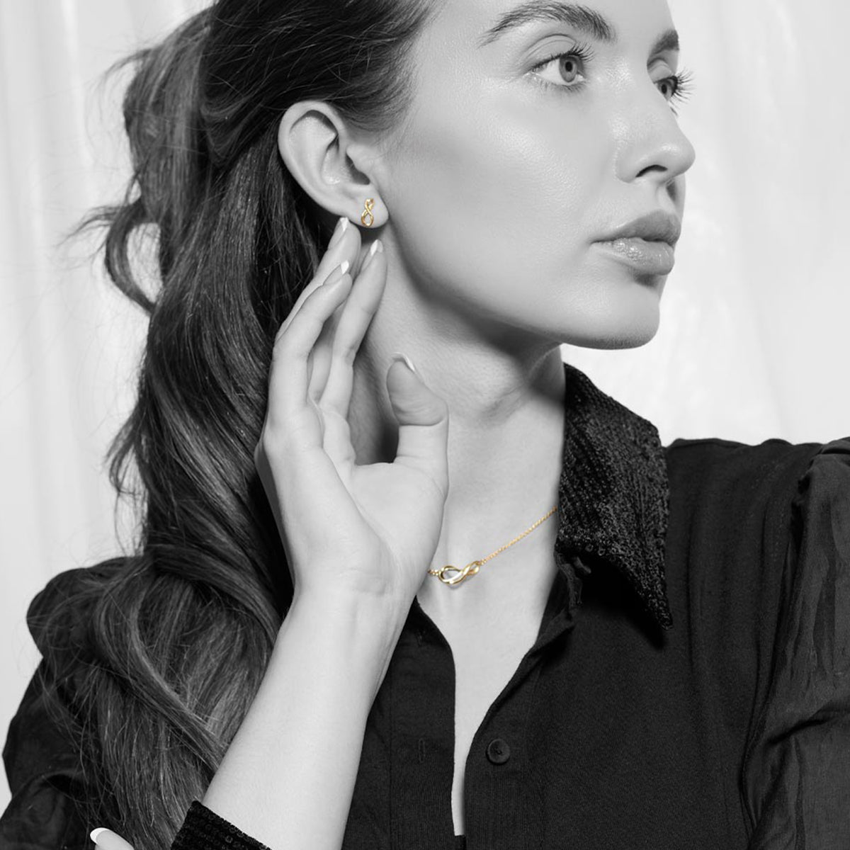 Kit Heath Sterling Silver Gold Plated 'Infinity' Mini Stud Earrings