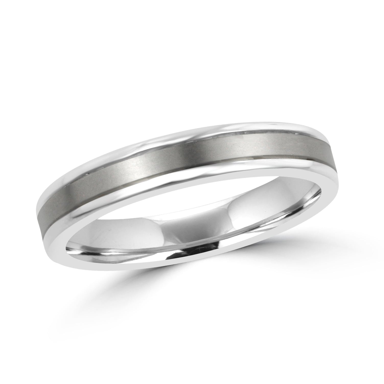 4mm Matt and Polished Titanium Wedding Ring
