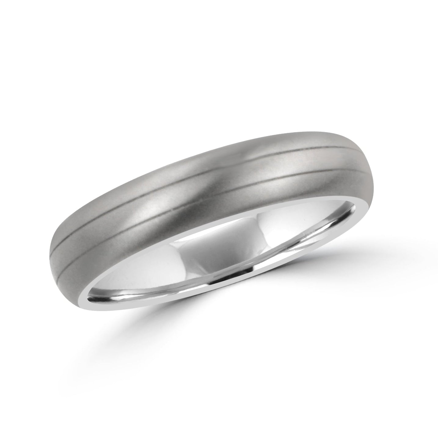 5mm Matt Titanium Court Wedding Ring With Grooves