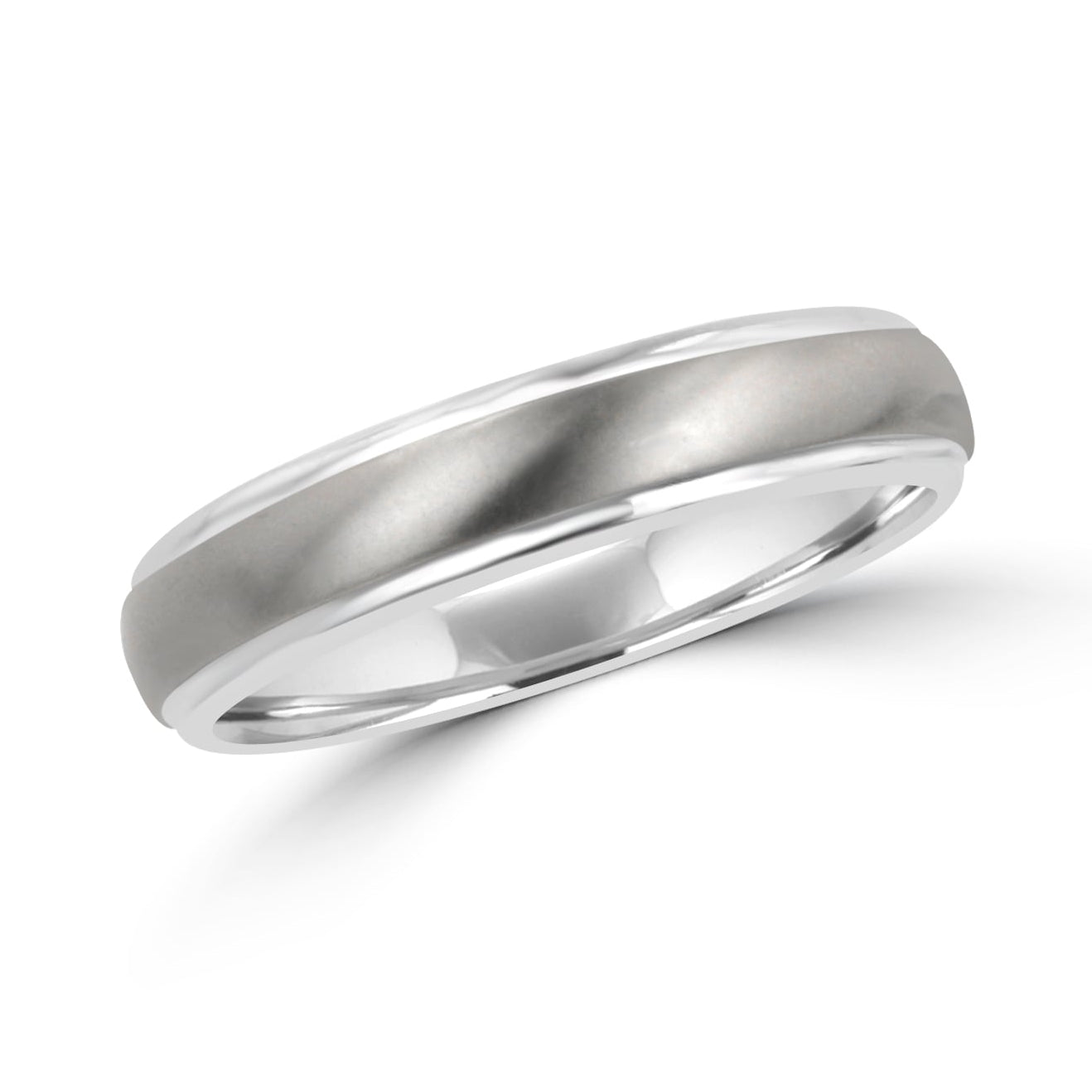 5mm Matt and Polished Titanium Court Wedding Ring