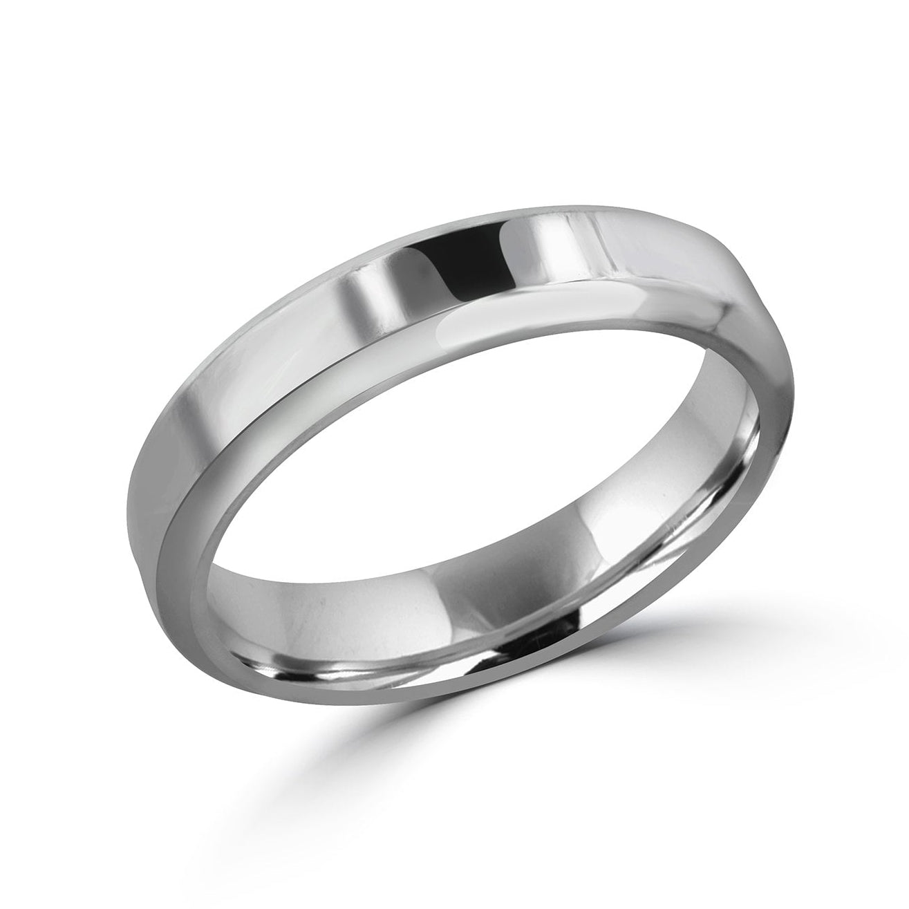 5mm Polished Titanium Flat Top Court Wedding Ring With Chamfered Edges