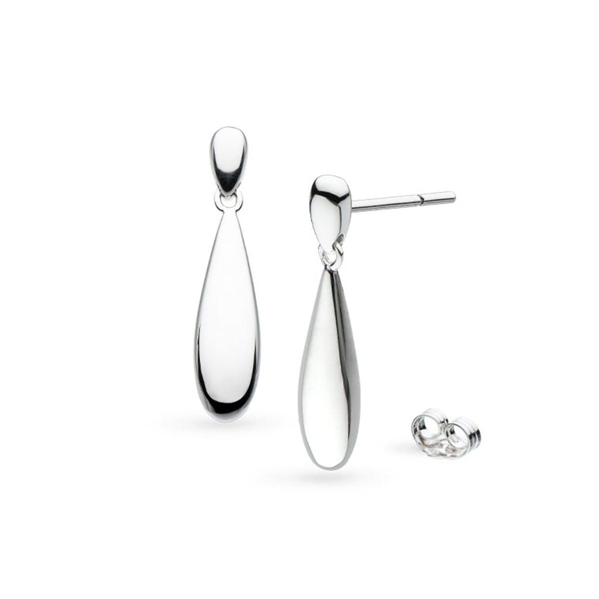Kit Heath Sterling Silver 'Coast Pebble' Smooth Slim Drop Earrings