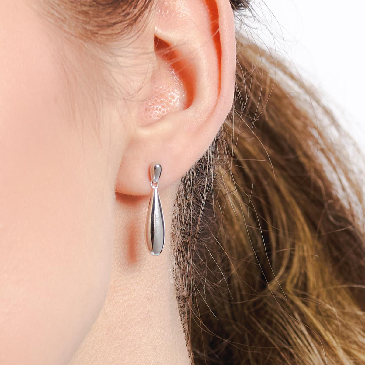 Kit Heath Sterling Silver 'Coast Pebble' Smooth Slim Drop Earrings