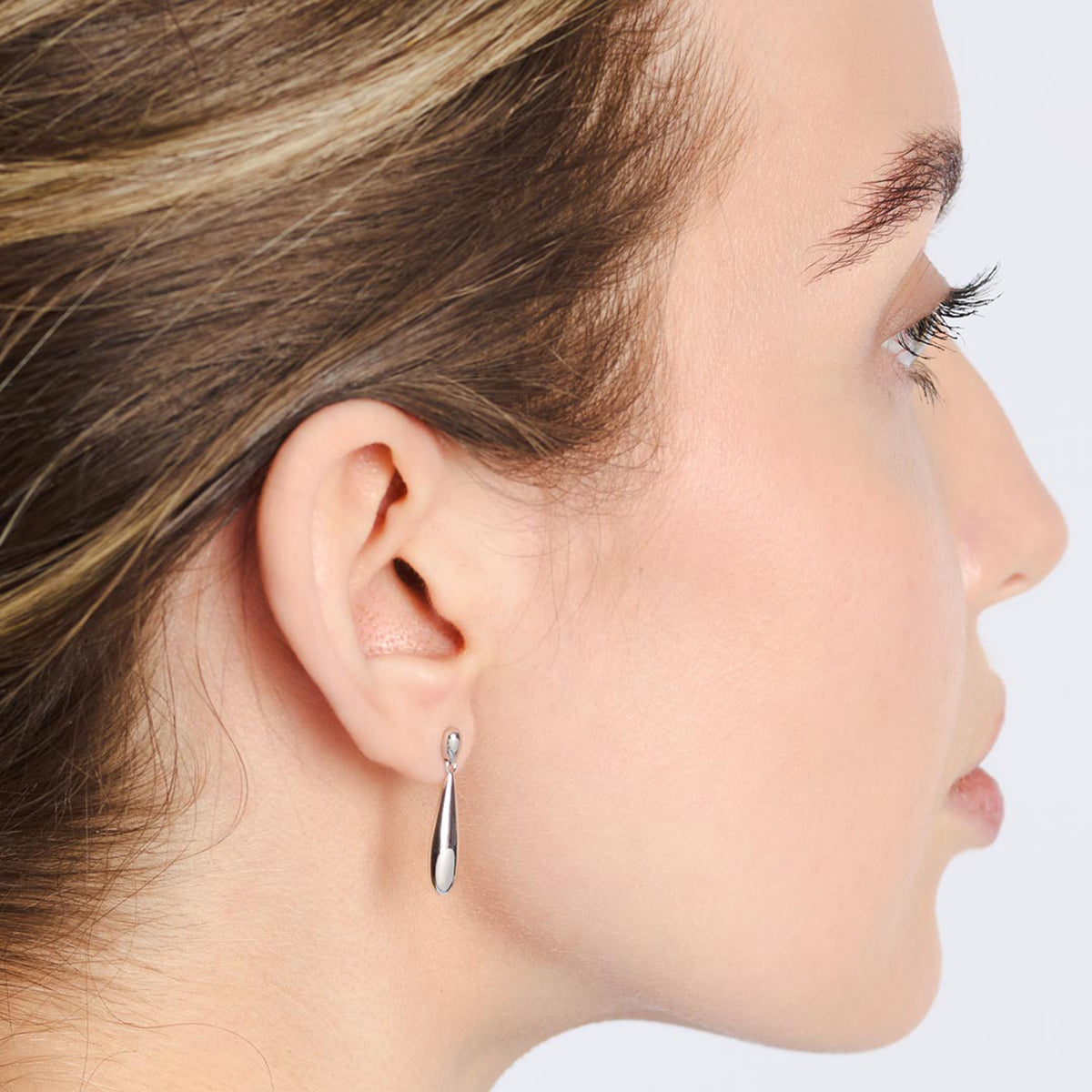 Kit Heath Sterling Silver 'Coast Pebble' Smooth Slim Drop Earrings