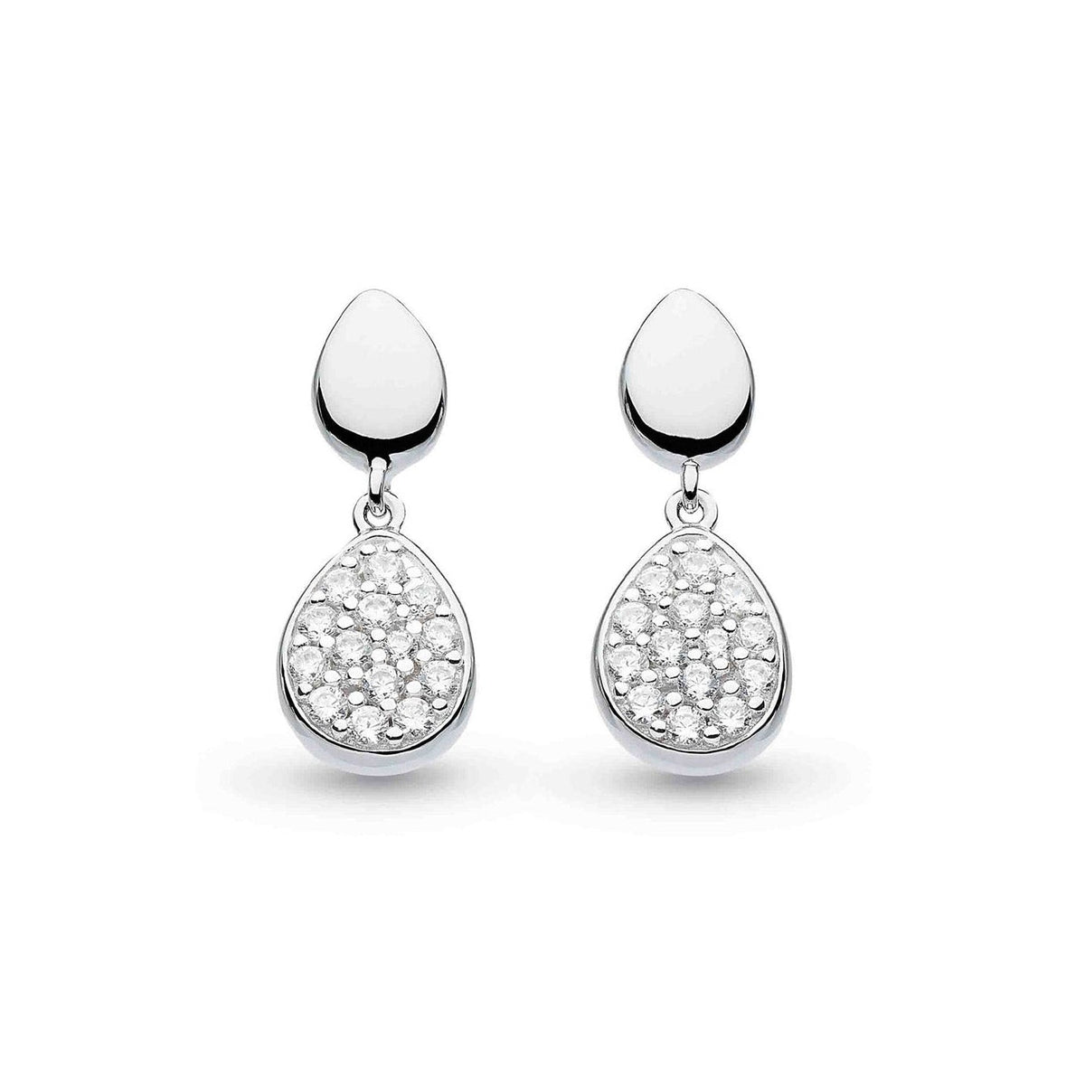 Kit Heath Sterling Silver 'Coast Pebble' Glisten Pavé Drop Earrings