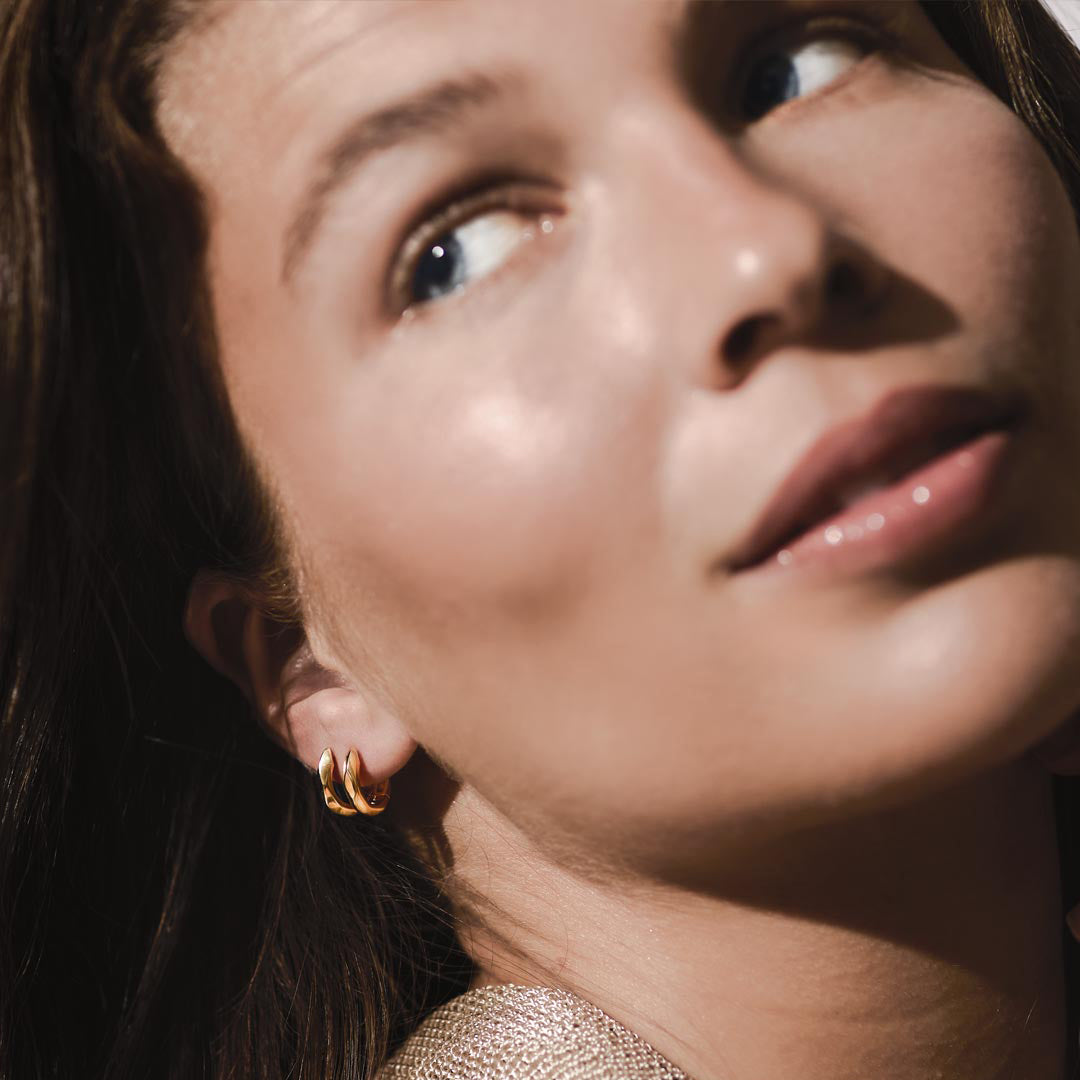 Kit Heath Glint Geo Golden 18ct Gold Plated Hoop Earrings