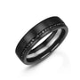 6mm Matt Flat Top Black Zirconium Band Ring With an Offset Row of Channel Set Black Diamonds