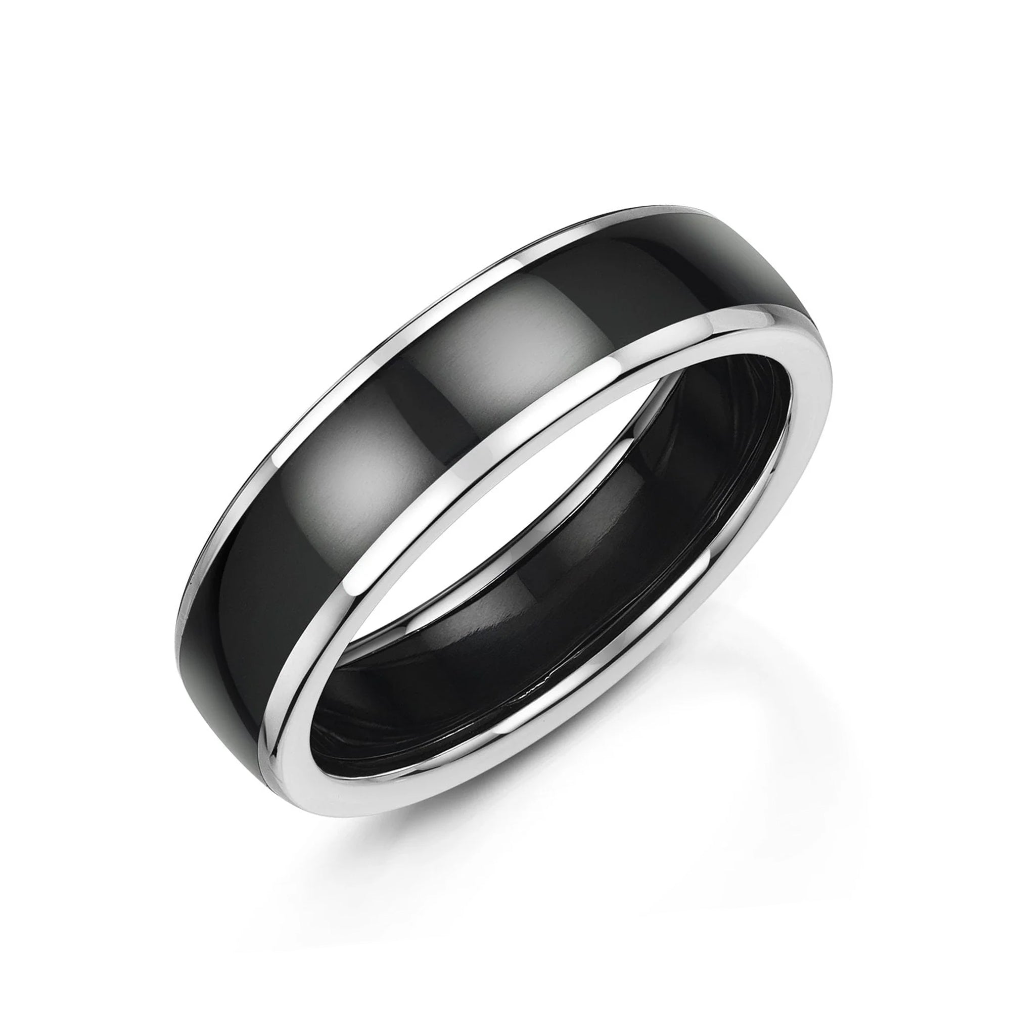 6mm Platinum Court Band Ring With Zirconium Centre Band