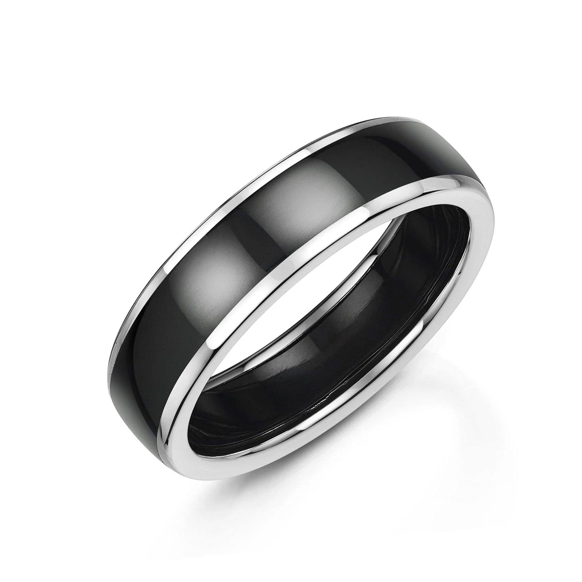 7mm Platinum Court Band Ring With Zirconium Centre Band