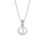 7mm White Freshwater Pearl & Diamond Pendant & Chain