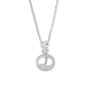 7mm White Freshwater Pearl & Diamond Pendant & Chain