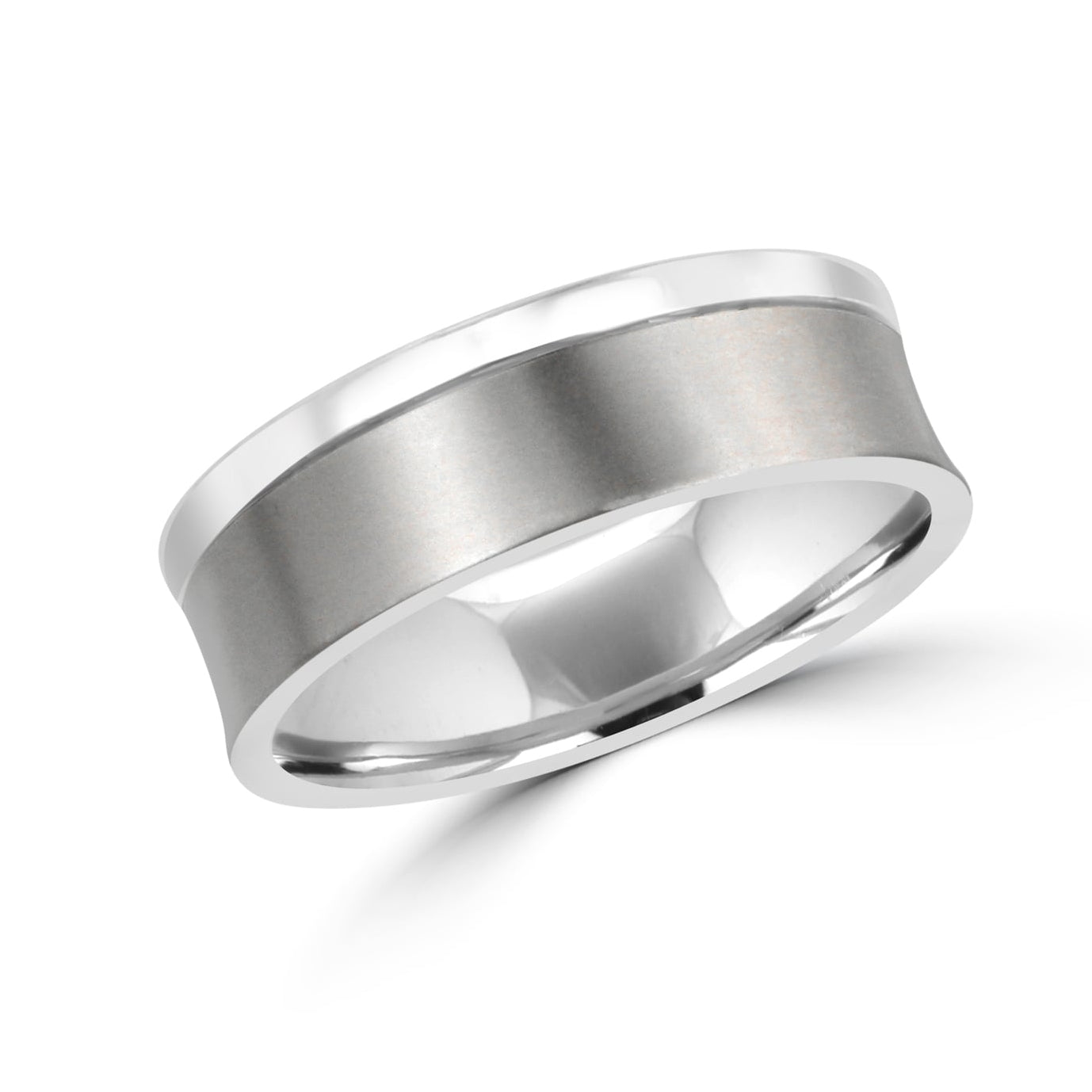 7mm Matt and Polished Titanium Concave Wedding Ring