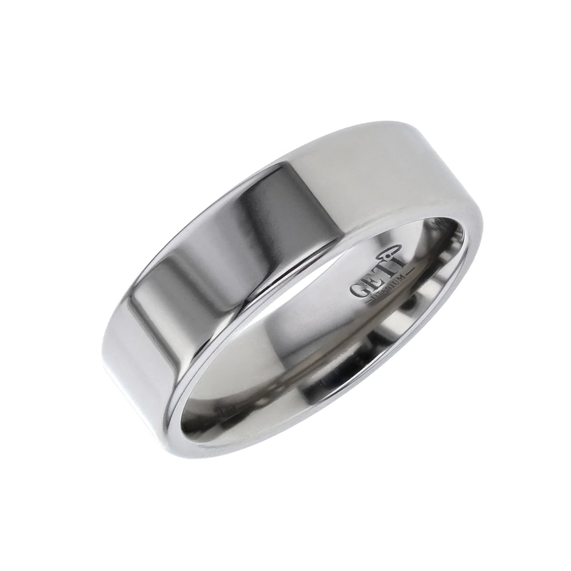7mm Titanium Flat Profile Ring with Polished Finish