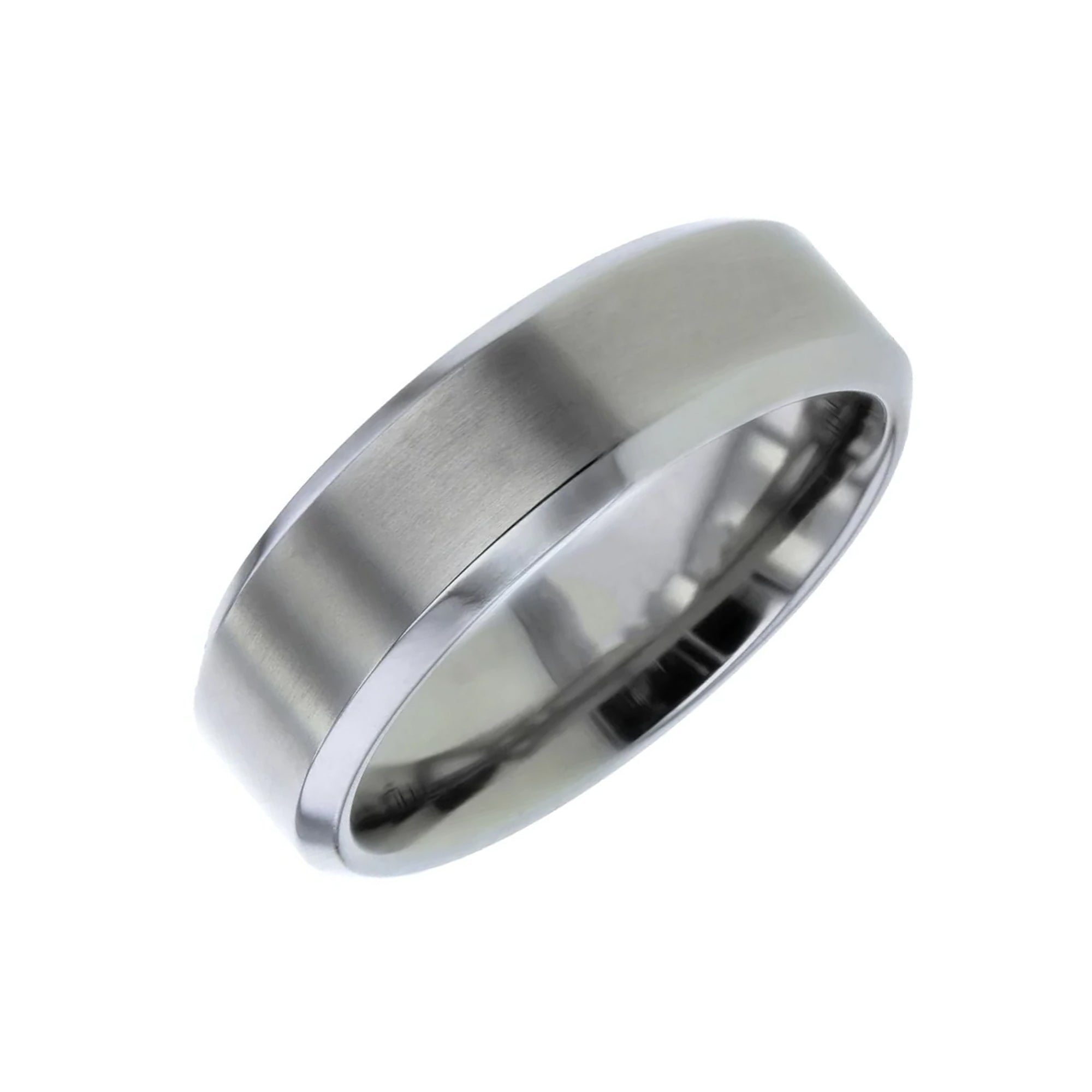 7mm Titanium Ring Inner Court and Satin Finish with Chamfered Polished Edges