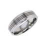 7mm Titanium Ring with Flat Profile Three Grooves and Chamfered Edges