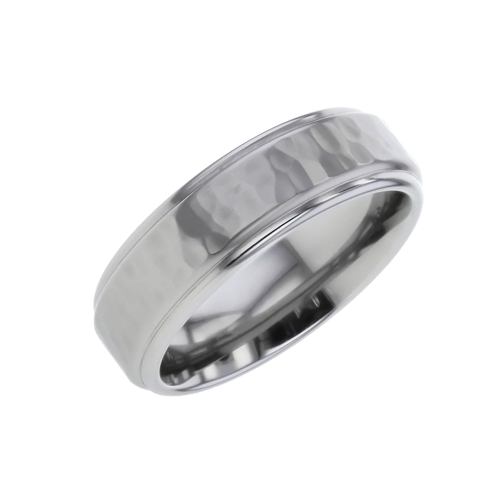 7mm Titanium Ring with Hammered Centre