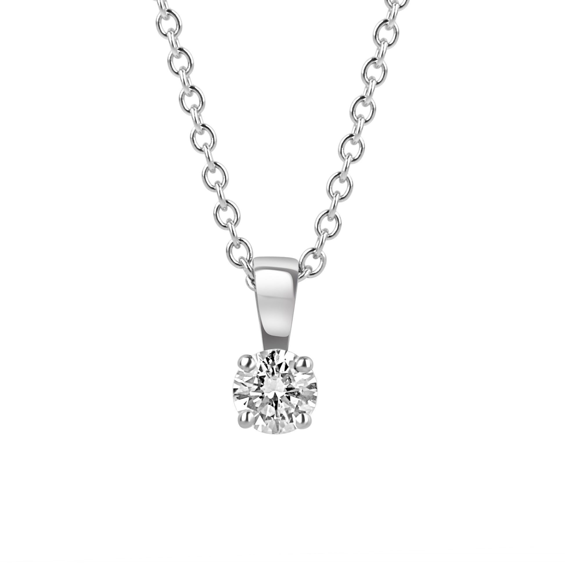 9ct White Gold Diamond 0.24ct Necklace with 16-18" Chain