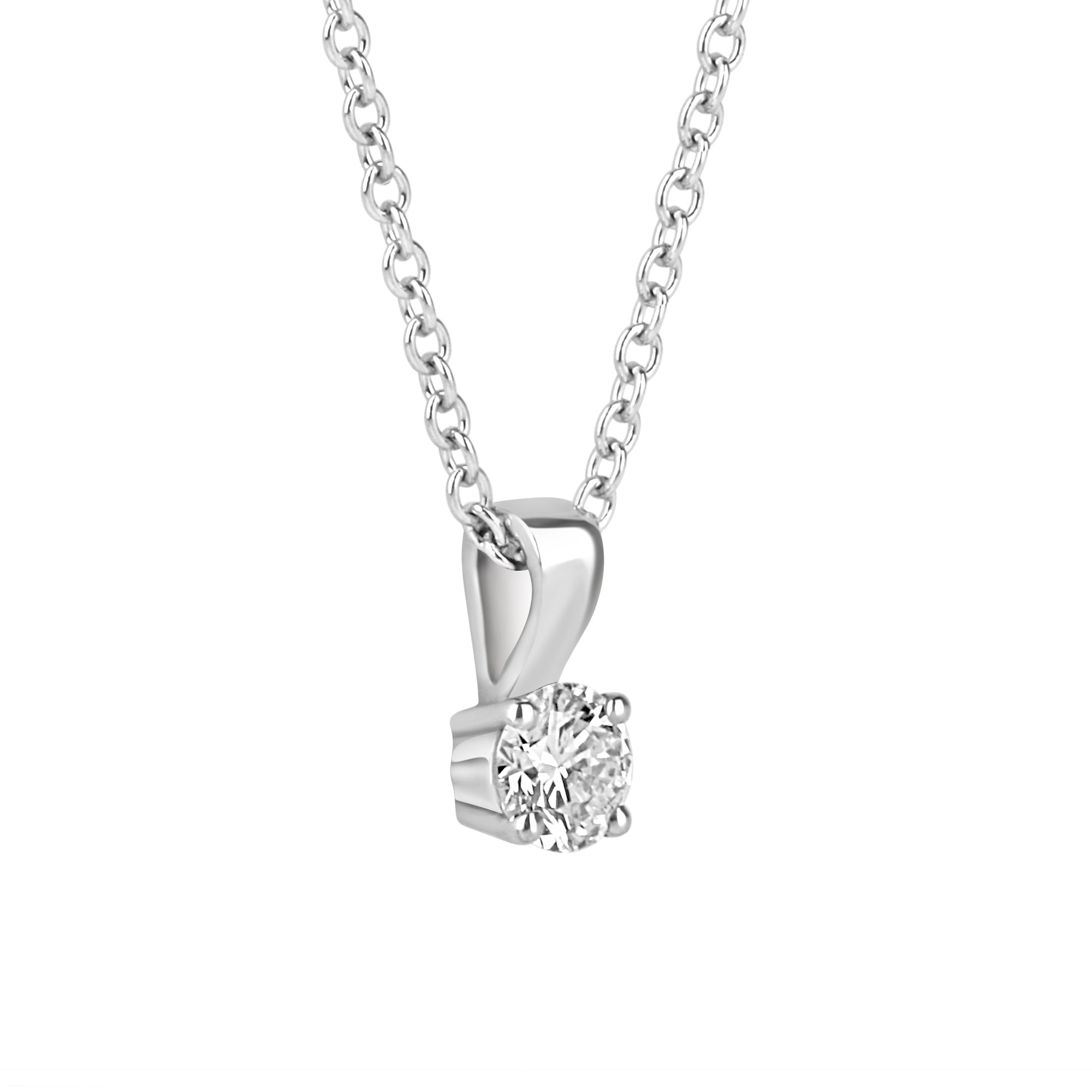 9ct White Gold Diamond 0.24ct Necklace with 16-18" Chain