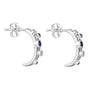 9ct White Gold Diamond Sapphire Half Hoop Earrings