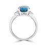 9ct White Gold Oval Blue Topaz Diamond Trefoil Dress Ring