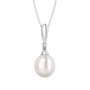 9ct White Gold White Freshwater Pearl and Diamond Necklace