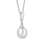 9ct White Gold White Freshwater Pearl and Diamond Necklace