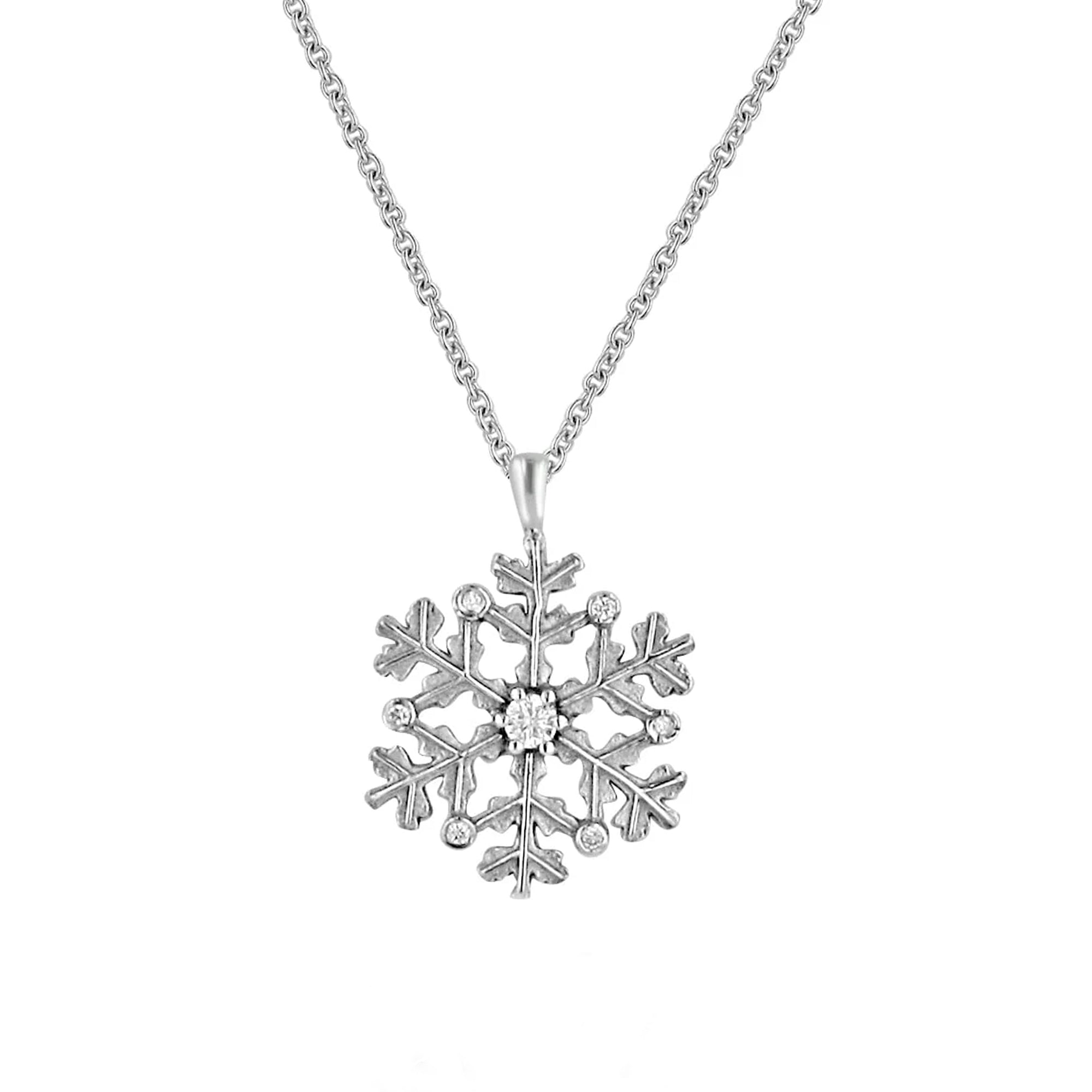 9ct White Gold Winter Snowflake Necklace
