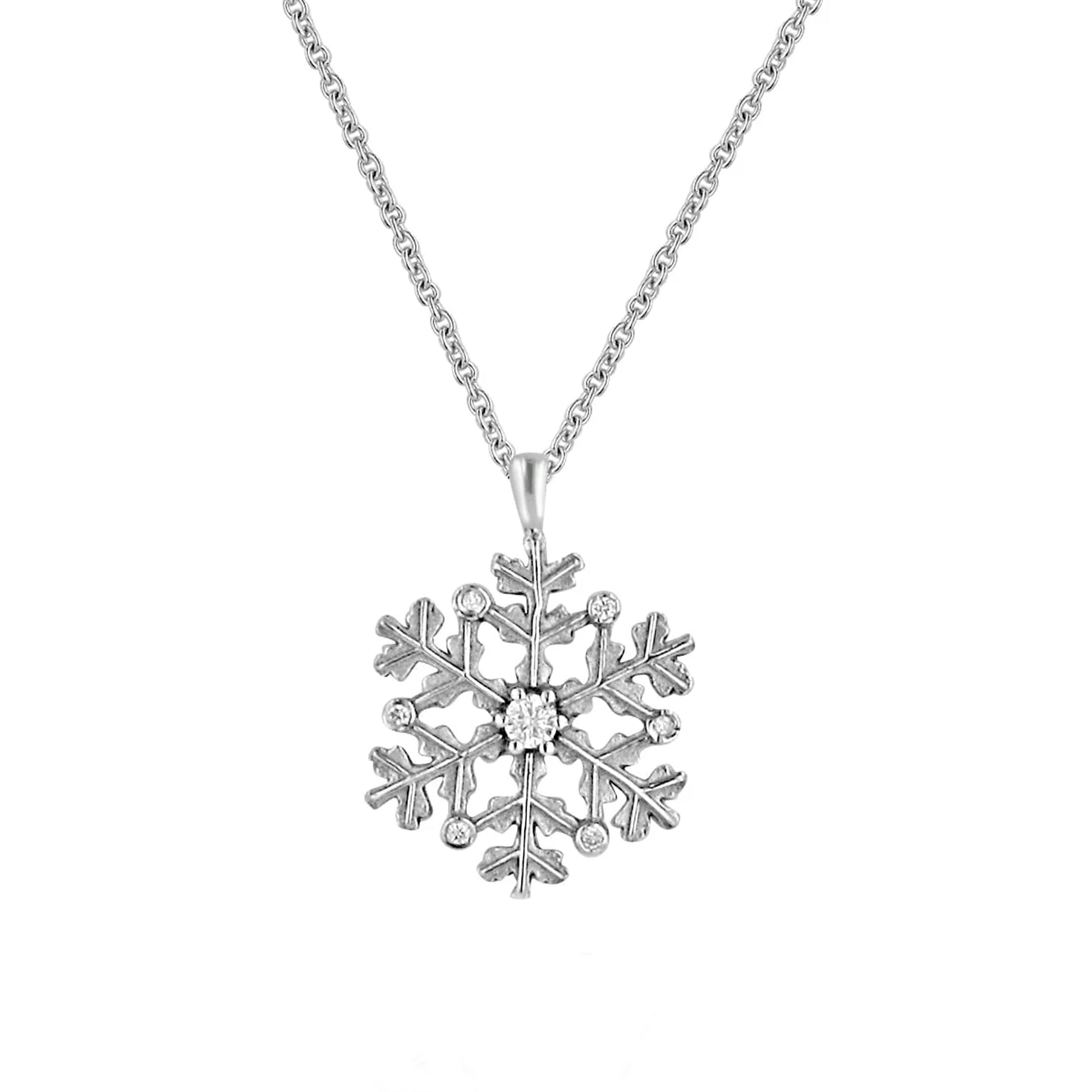 9ct White Gold Winter Snowflake Necklace